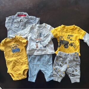 Baby Clothing Bundle, Cater's NB with Yellow and Blue Outfits